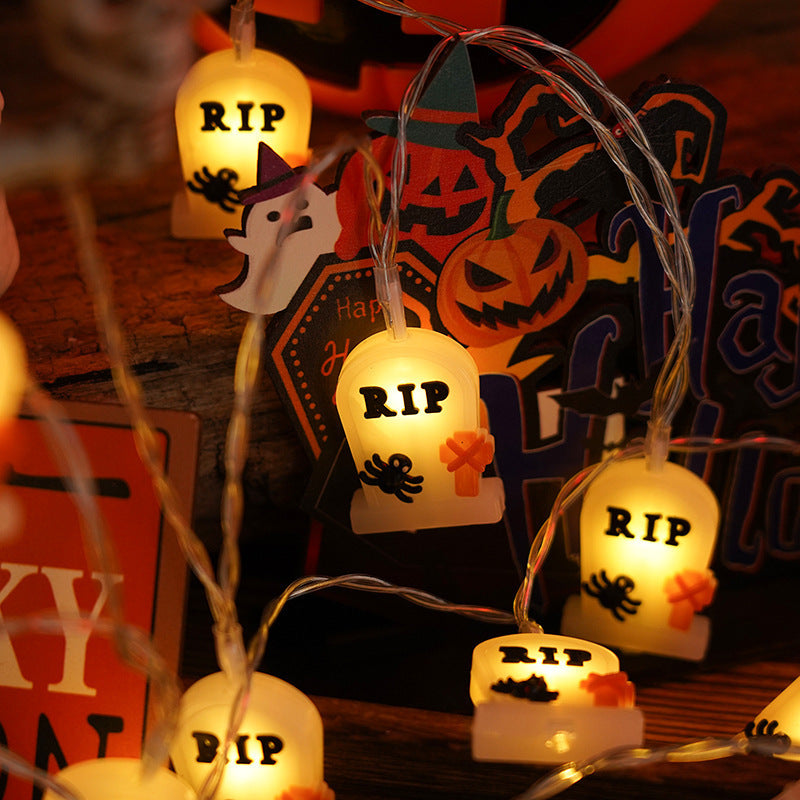 PVC Soft Material Halloween Lighting Chain Pumpkin Ghost Bat Modeling Lamp Indoor And Outdoor Home Decoration