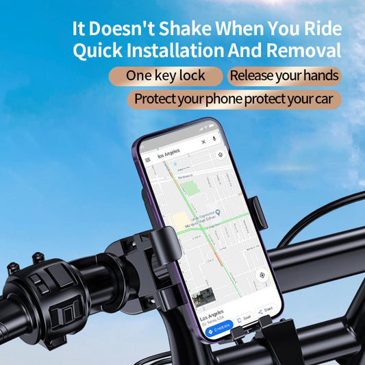 Electric bike mobile phone holder, motorcycle bicycle holder, rider mobile phone, car mounted battery car, shock-absorbing mobile phone holder