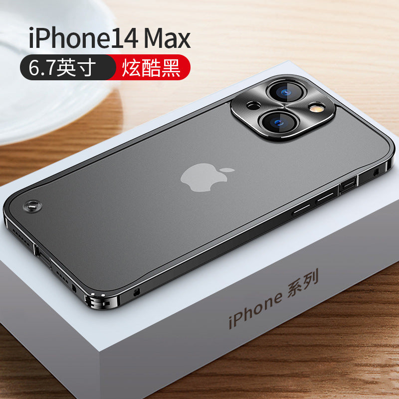 Metal Frame Apple Mobile Phone Shell Suitable For Iphone14promax Magnetic All-inclusive Protective Cover 13 Frosted Hard Shell