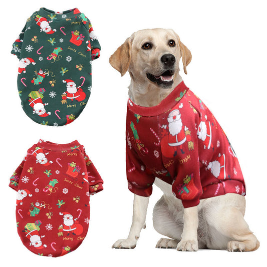 Medium And Large Dogs, Cats, Teddy Bears, Fudge Clothes, Fleece, Christmas Print Sweater, Spring, Autumn And Winter Pet Supplies