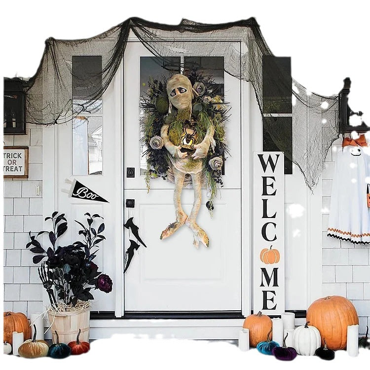 Mummy Halloween Wreath Mummy Halloween Wreath 2023 Halloween Front Door Decoration