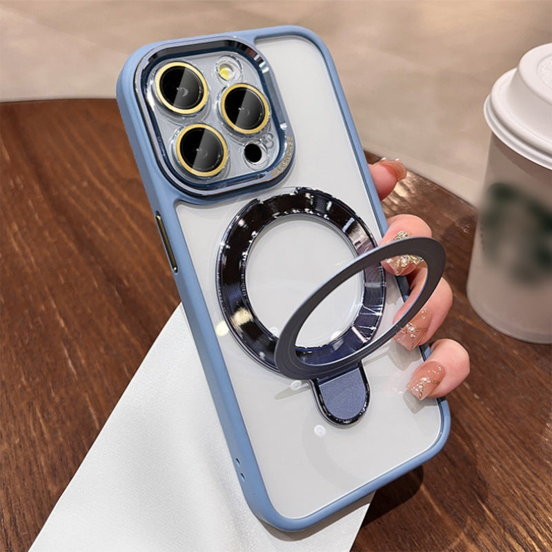 Gilt Titanium Gray Suitable For IPhone15 Magnetic Holder Mobile Phone Case 14Pro Lens Glass Anti-fall Protective Cover 123