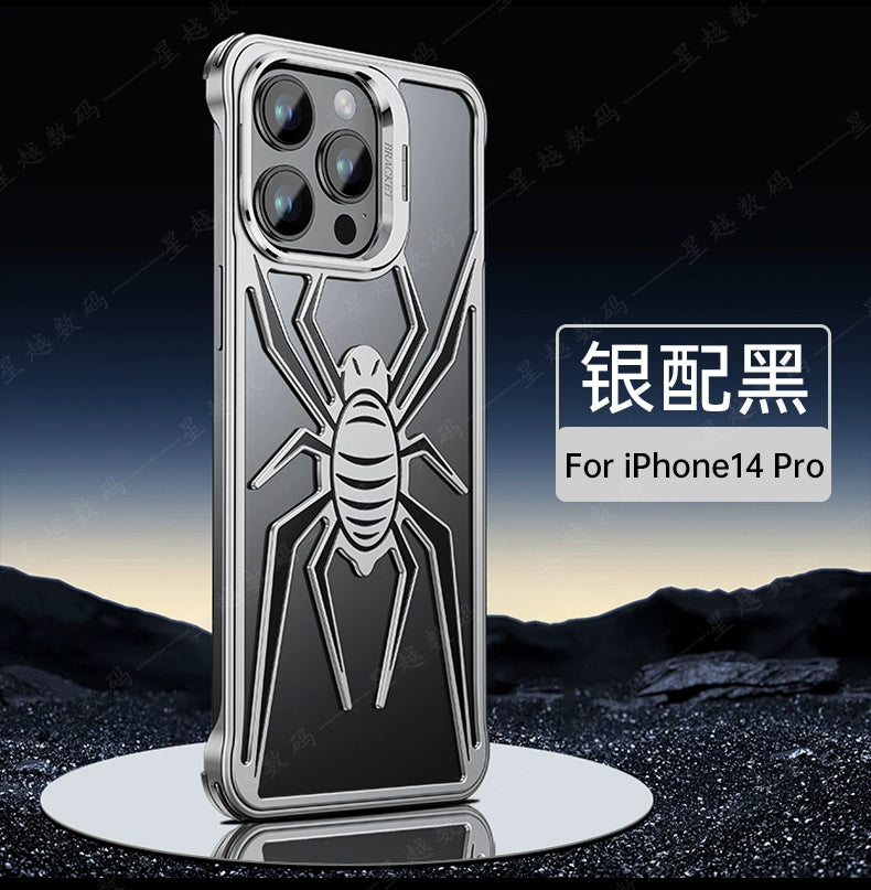 Creative Spider Armor Frameless Metal Shell Suitable For Apple 15pro Max Mobile Phone Case Iphone14 High-end Male Aluminum Alloy New Ultra-thin Anti-fall Cooling 13 Protective Case Plus Female