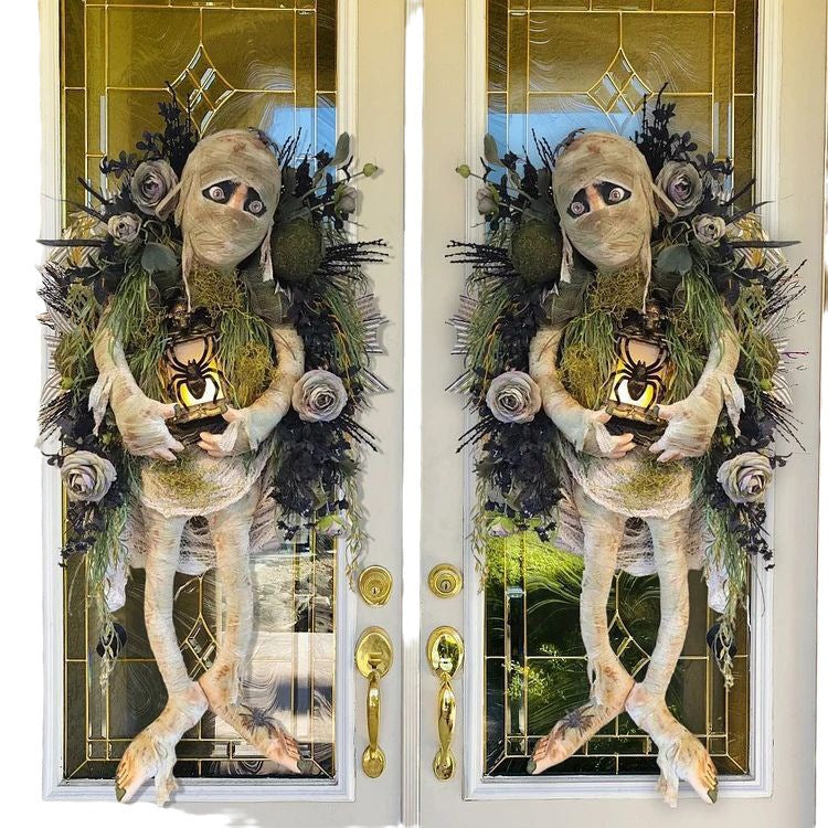 Mummy Halloween Wreath Mummy Halloween Wreath 2023 Halloween Front Door Decoration