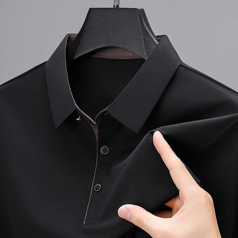 Short-sleeved Polo Shirt Men Summer New Middle-aged Lapel T-shirt Solid Color Business Casual Half-sleeved Dad Fashion T-shirt