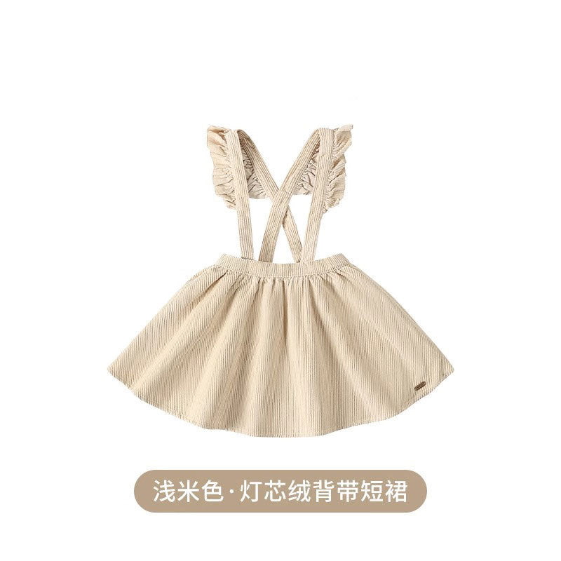 Corduroy Strap Skirt  Cute Strap Skirt Baby&#039;s Spring And Autumn Clothes New Baby Day Skirt