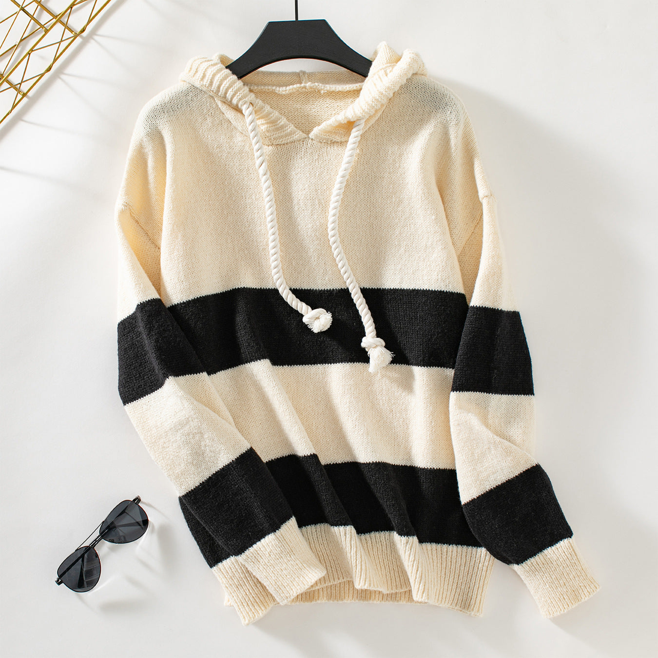 European And American Cross-border Hooded Color Pullover Sweater Top Women, Autumn And Winter Loose Casual All-match Women&#039;s Sweater Top