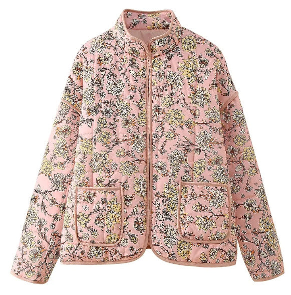 New Small Floral Loose Quilted Thickened Warm Cotton-padded Coat For Women