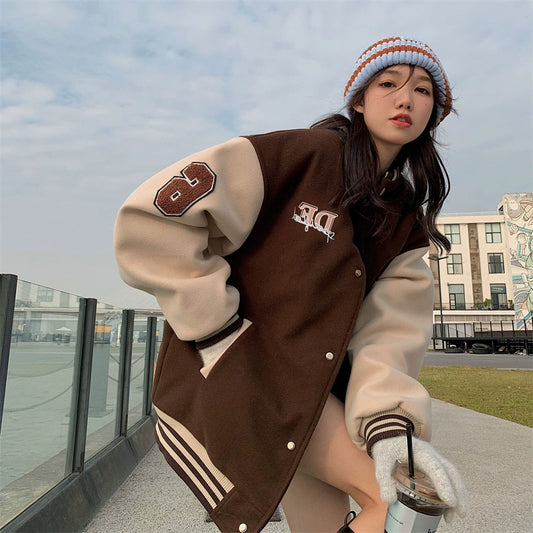 Spring And Autumn Thin Vintage Baseball Uniform For Women Autumn And Winter 2023 New Thickened Oversize Jacket Ins Trend