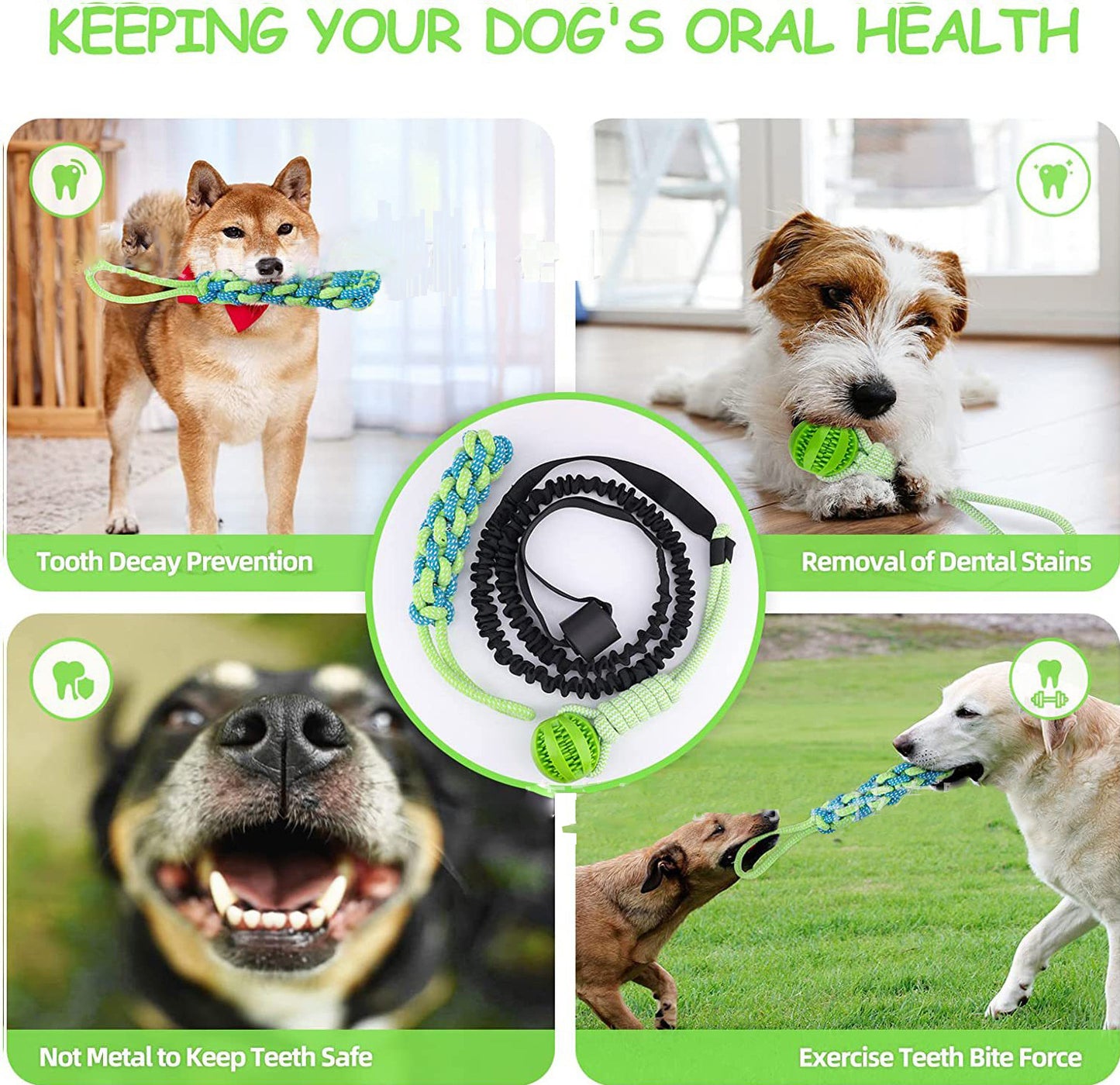 Dog Tug-of-war Rope Molar Tooth Cleaning Bite Rope Toy Outdoor Indoor Door Pull Rope Ball Pet Toy