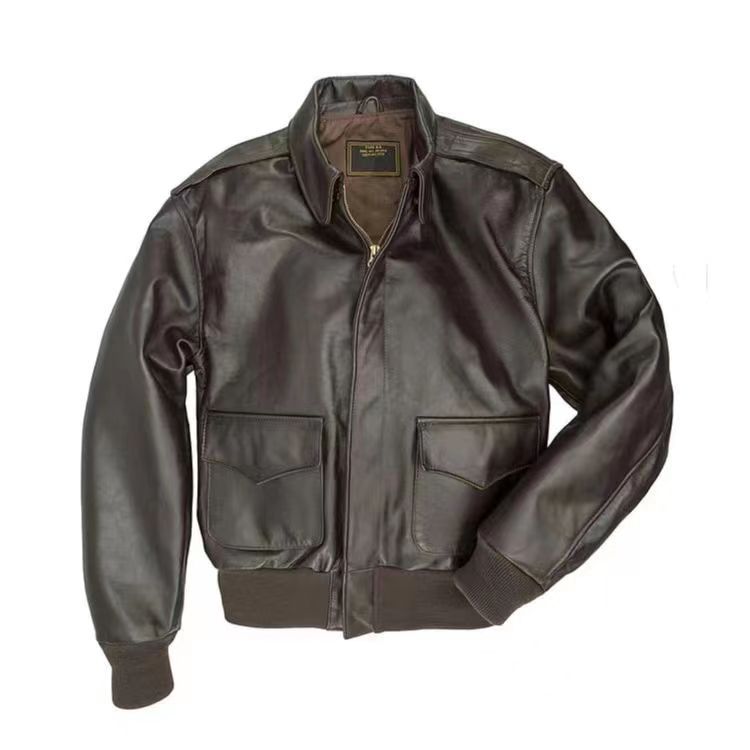 US Air Force Solid Color Lapel Casual Men Jacket Leather