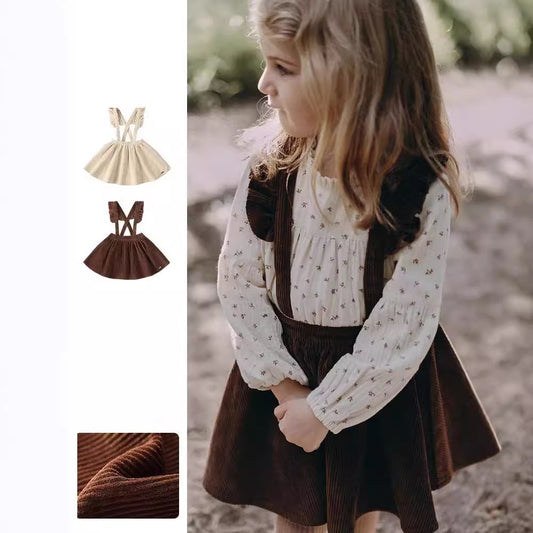 Corduroy Strap Skirt  Cute Strap Skirt Baby&#039;s Spring And Autumn Clothes New Baby Day Skirt