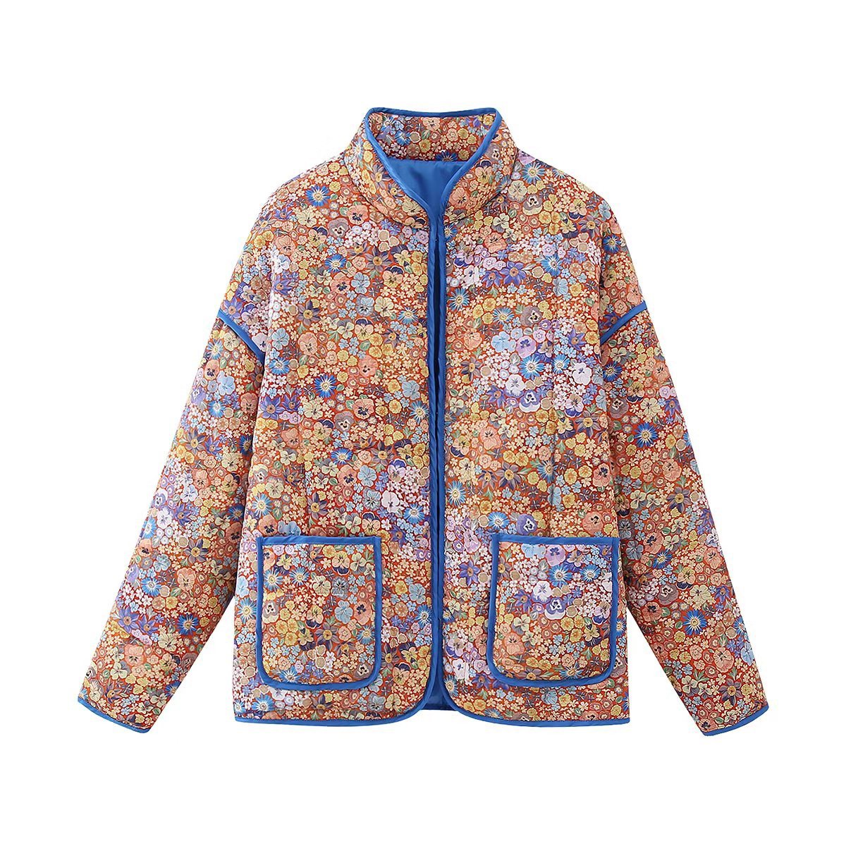 New Small Floral Loose Quilted Thickened Warm Cotton-padded Coat For Women