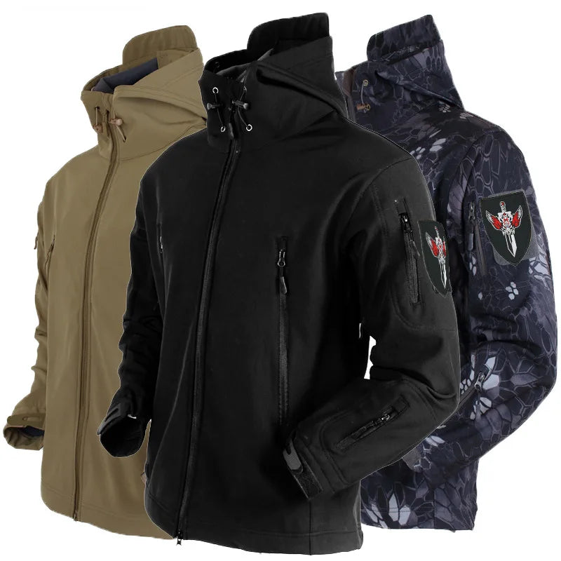 Premium Hiking Jacket for Men - Concealed Sharkskin Softshell Fabric, Windproof and Waterproof Tactical Jacket  Jacket Men