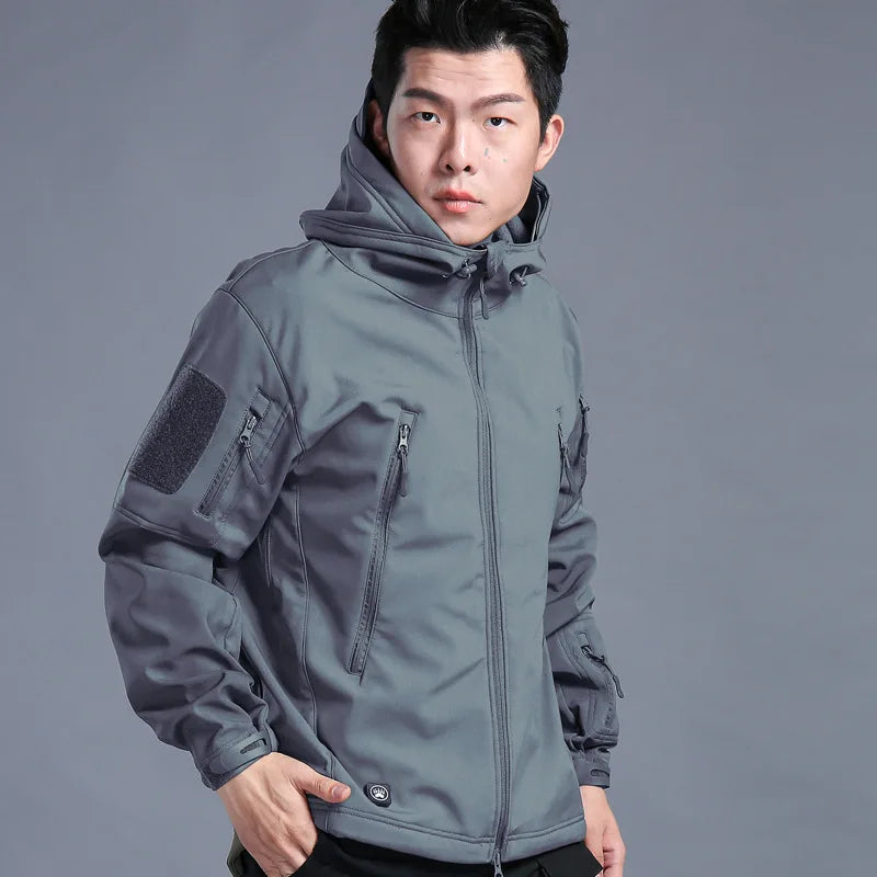 Premium Hiking Jacket for Men - Concealed Sharkskin Softshell Fabric, Windproof and Waterproof Tactical Jacket  Jacket Men