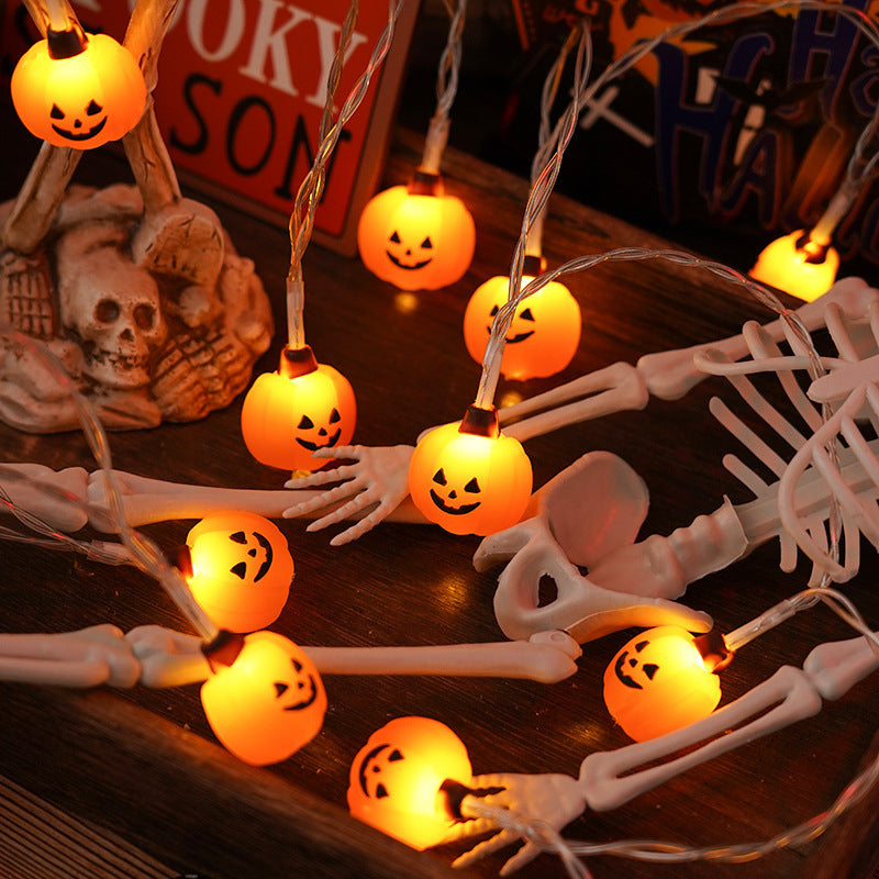 PVC Soft Material Halloween Lighting Chain Pumpkin Ghost Bat Modeling Lamp Indoor And Outdoor Home Decoration